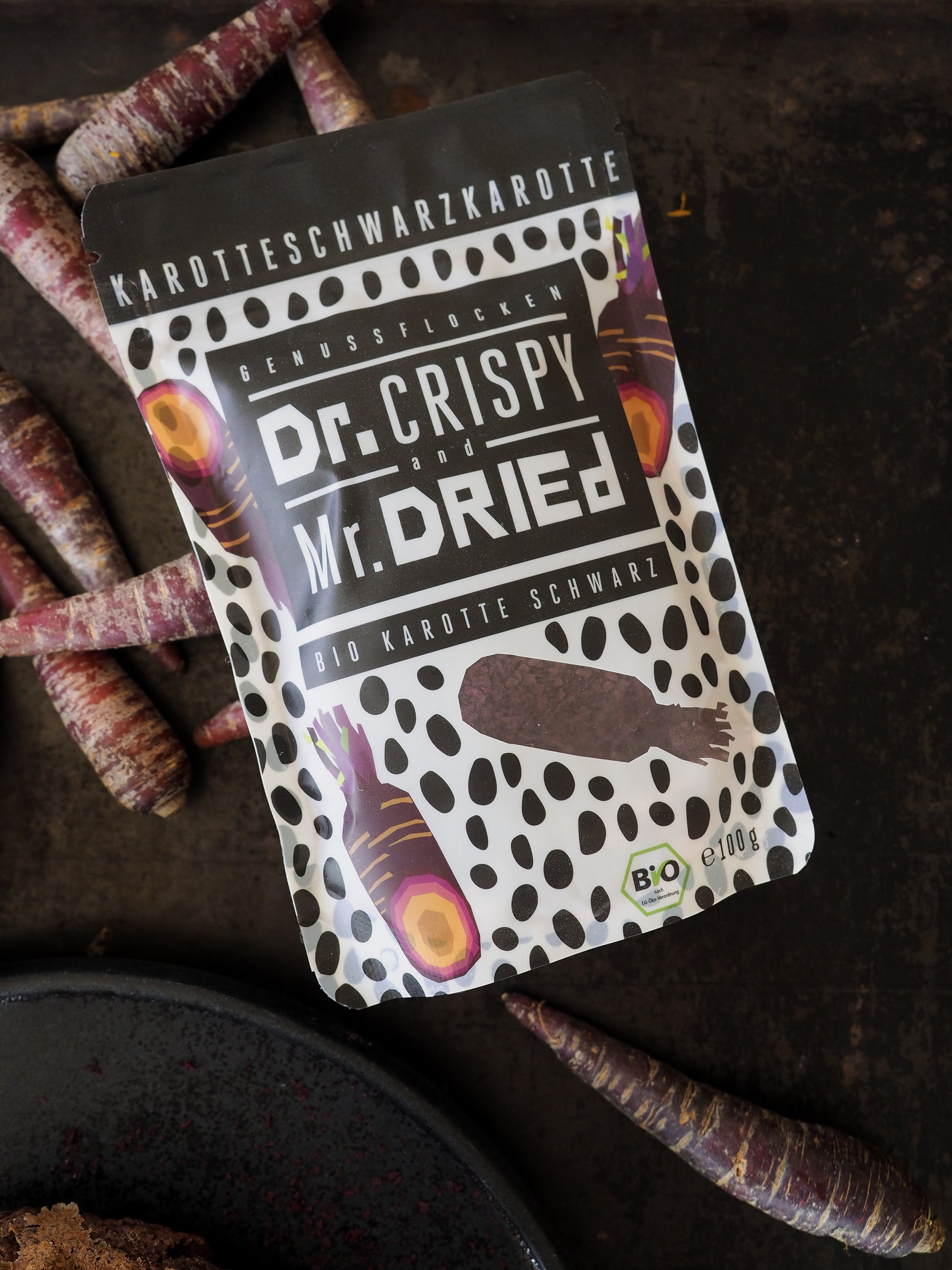 Genussflocken Bio Schwarze Karotte Dr. Crispy and Mr. Dried Genussflocken Bio Schwarze Karotte Dr. Crispy and Mr. Dried